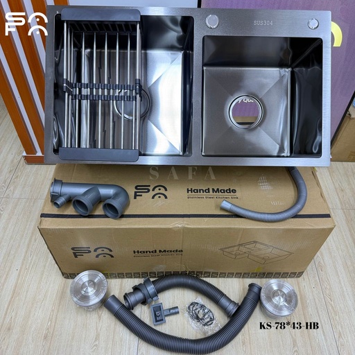 [KS-78x43-HB] Kitchen Sink 78x43 Handmade Nano Black